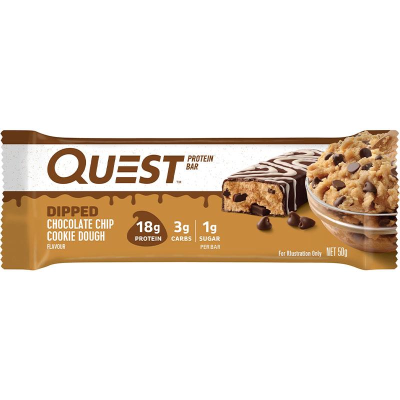 Quest Protein Bar Dipped Choc Chip Cookie Dough 50g - Irresistible Protein Snack