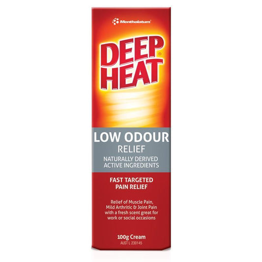 Deep Heat Low Odour 100g - Fast Pain Relief Cream-Auzzi Store