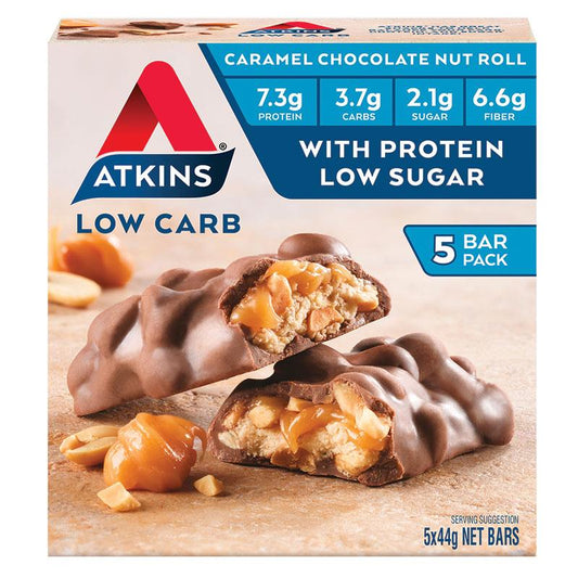 Atkins Caramel Choc Nut Roll Bar - 5 Pack