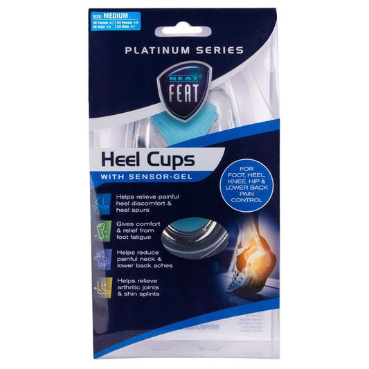 Neat Feat Gel Heel Cups Medium TPR Inserts for Heel Pain Relief