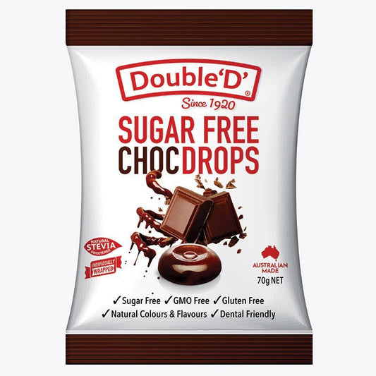 Double D Sugar-Free Choc Drops 70g - Decadent Chocolate Flavor-Auzzi Store