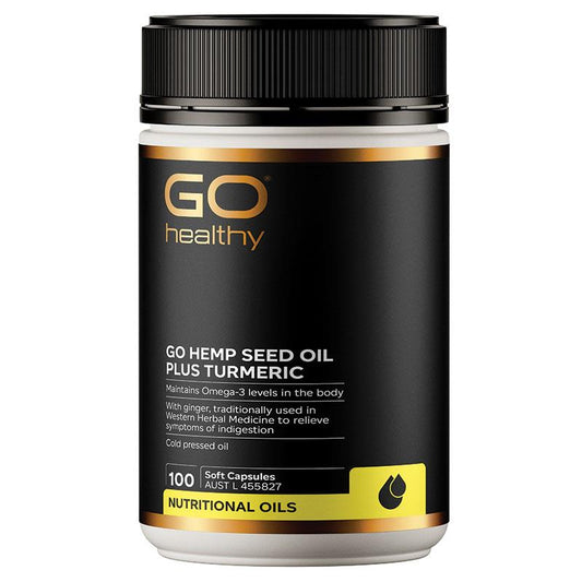 GO Healthy Hemp Seed Oil with Turmeric & Ginger - 100 Soft Capsules