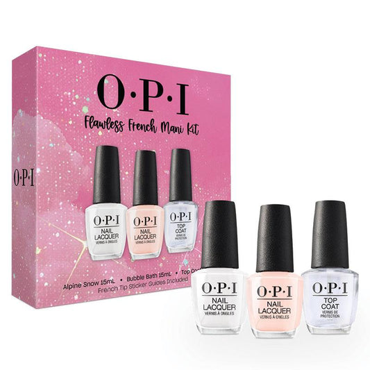 OPI Nail Lacquer Flawless French Mani Kit Alpine Snow + Bubble Bath & Top Coat XMAS 2024
