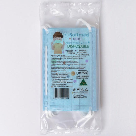 Softmed Kids Surgical Face Masks 10 Pack - Auzzistore