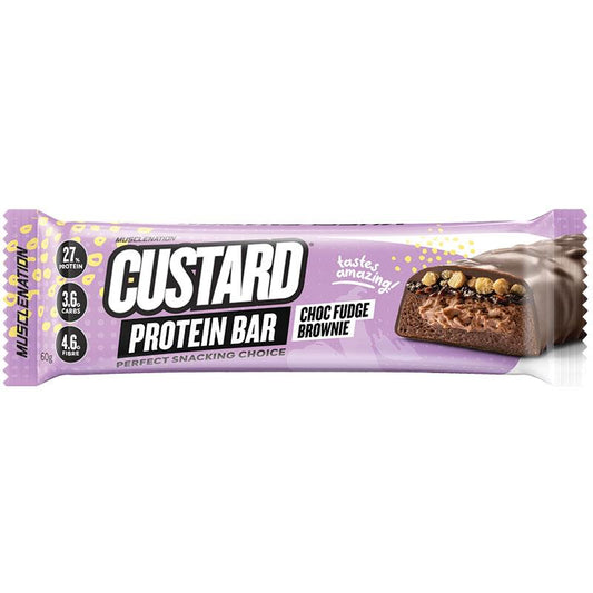 Muscle Nation Custard Protein Bar Choc Fudge Brownie 60g - Ultimate Protein Snack - Auzzistore