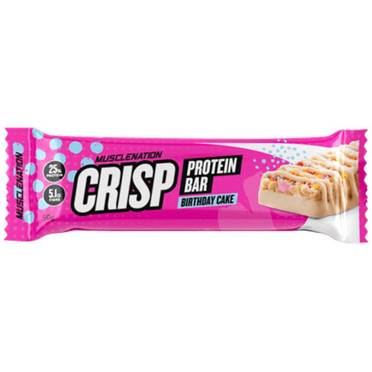 Muscle Nation Crisp Protein Bar - Birthday Cake 50g - Delicious Protein Snack
