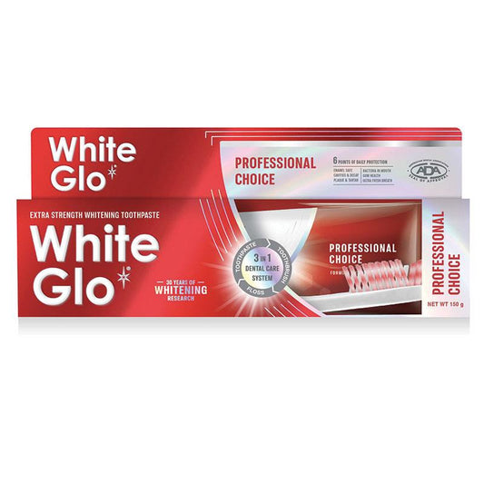 White Glo Toothpaste Professional Choice Extra Strength Whitening 150g - Dentist Approved