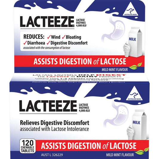 Lacteeze 120 Tablets - Digestive Comfort for Lactose Intolerance-Auzzi Store