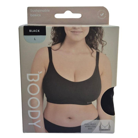 Boody Full Bust Wireless Bra - Black, Large - Auzzistore