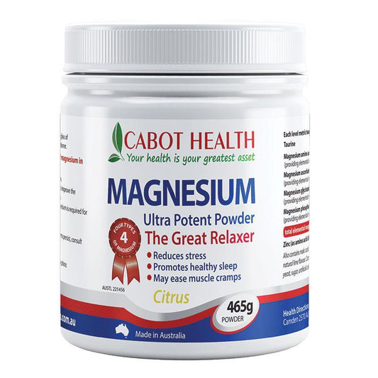 Cabot Health Ultra Potent 4-Type Magnesium Powder Citrus - 465g