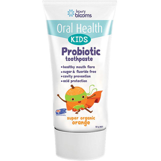 Henry Blooms Kids Probiotic Toothpaste Organic Orange 50g - Tasty Oral Care for Kids