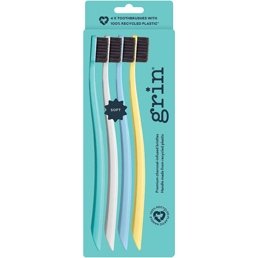 Grin Soft Summer Beach Recycled Toothbrush - 4 Pack