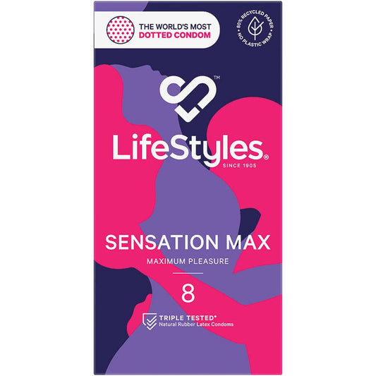 LifeStyles® Sensation Max Condoms 8 Pack - Ultimate Sensation and Protection