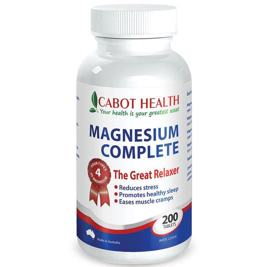 Cabot Health Magnesium Complete - 200 Tablets, 4 Types, Relaxation Support