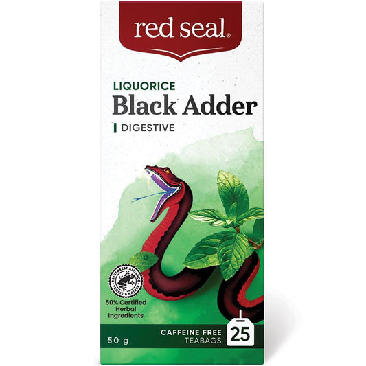 Red Seal Black Adder Tea - 25 Tea Bags for Natural Wellness