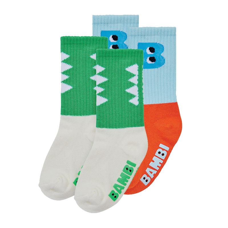 Bambi Mini Co. Superstar Socks - Boys Green Teeth Design (3-12 Months)