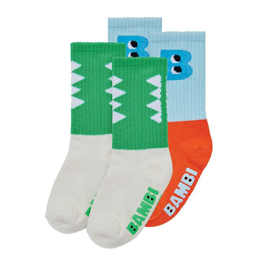 Bambi Mini Co. Superstar Socks - Boys Green Teeth Design (3-12 Months)