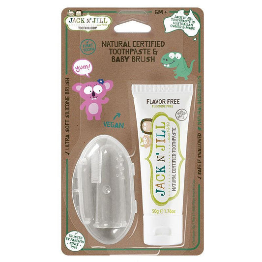 Jack N Jill Flavor Free Toothpaste with Silicone Finger Brush-Auzzi Store