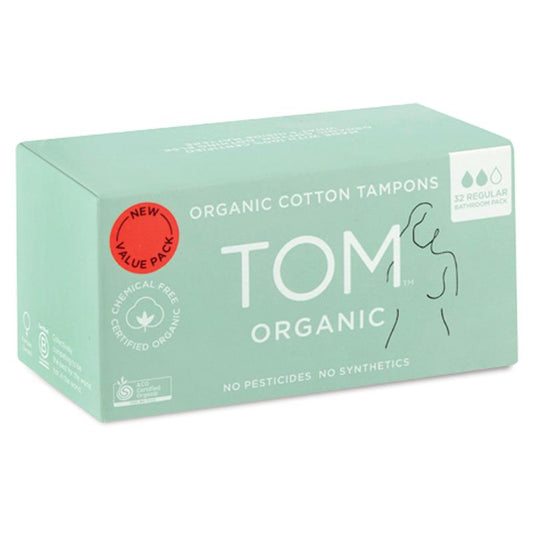 TOM Organic Tampons Regular 32 Bulk Pack - Eco-Friendly and Hypoallergenic Protection - Auzzi Store