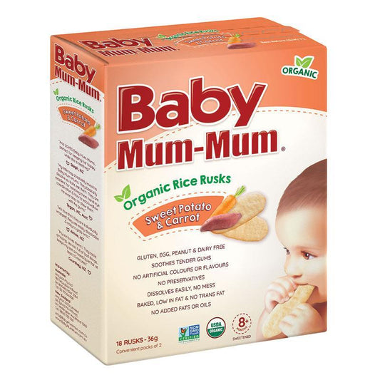 Baby Mum-Mum Rice Rusks Sweet Potato & Carrot Flavour 36g - All-Natural Snack for Toddlers-Auzzi Store