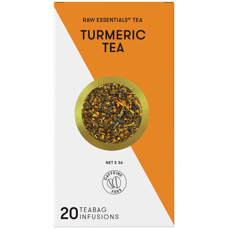 Raw Essentials Turmeric Herbal Tea – 20 Bags with Peppermint & Fennel