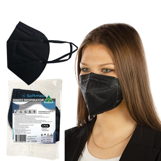 Softmed N95 Black Face Mask - Single Pack - Auzzistore