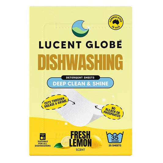 Lucent Globe Fresh Lemon Dishwashing Detergent Sheets 35 Sheets - Powerful Grease Removal - Auzzistore