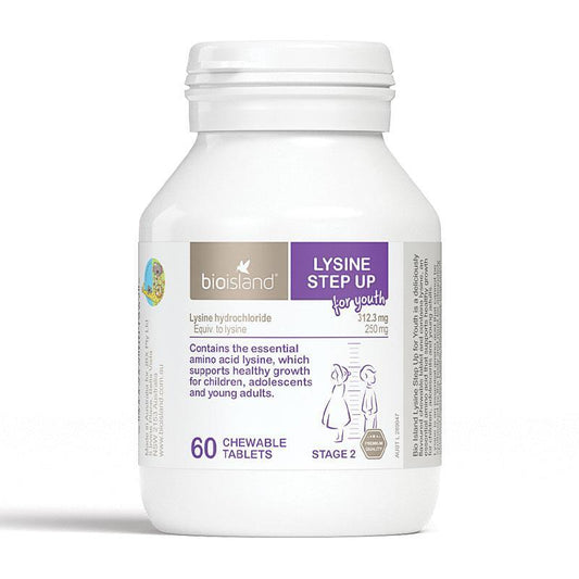 Bio Island Lysine Step Up for Youth - 60 Chewable Tablets - Auzzi Store