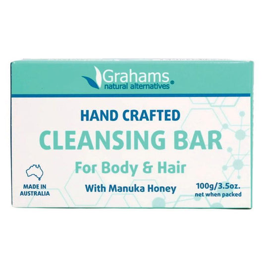 Grahams 100g Natural Cleansing Bar with Manuka Honey & Neem for Eczema