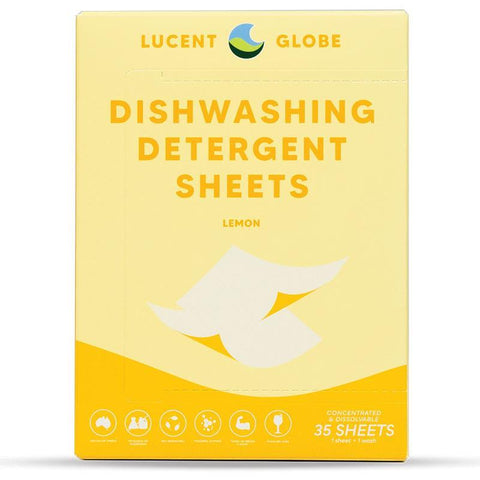 Lucent Globe Fresh Lemon Dishwashing Detergent Sheets 35 Sheets - Powerful Grease Removal - Auzzistore