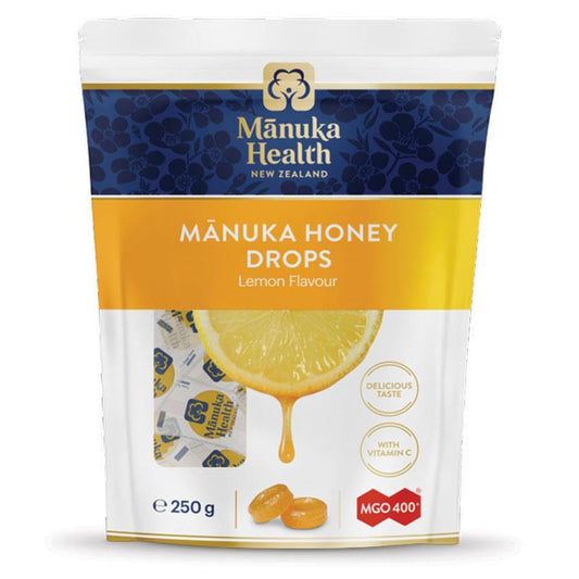 Manuka Health Lemon Manuka Honey Drops - Pouch of 58 Drops (250g) - Auzzi Store