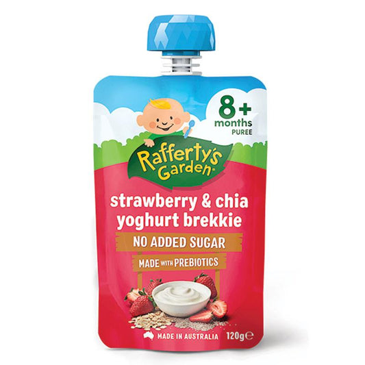 Raffertys Garden Strawberry & Chia Yoghurt Brekkie 120g - Healthy Breakfast for Babies