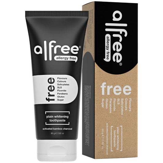 Alfree Charcoal Plain Whitening Toothpaste - 80g for Sensitive Teeth