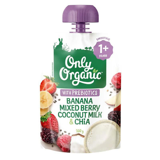 Only Organic Banana Mixed Berry Coconut Milk & Chia - 100g of Nutrient-Rich Goodness-Auzzi Store