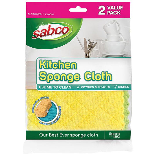 Sabco Kitchen Sponge Cloth 2 Pack - Eco-Friendly Cleaning Solution