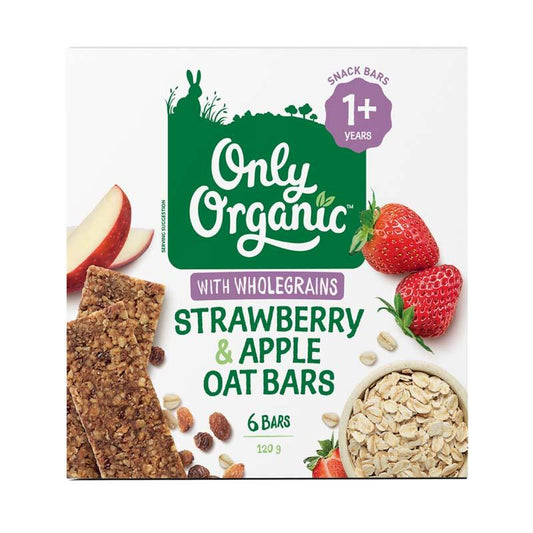 Only Organic Strawberry & Apple Oat Bars 6 Pack 120g - Wholesome Snack Bars-Auzzi Store