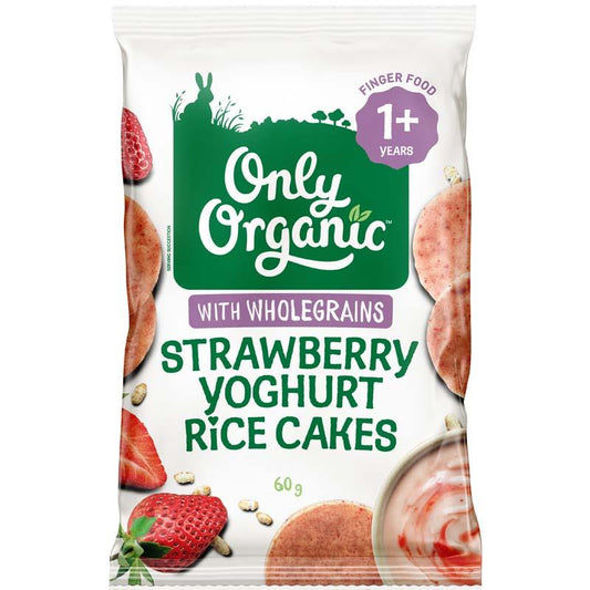 Only Organic Strawberry Yoghurt Rice Cakes 60g - Fruity Snack Delight-Auzzi Store
