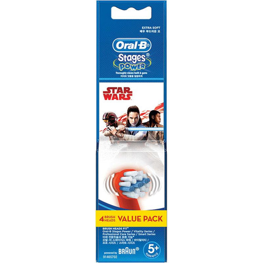 Oral B Power Toothbrush Kids Star Wars/Spiderman Refills - 4 Pack