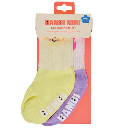 Bambi Mini Co. Superstar Socks Girls Smiley 1-2 Years - Fun and Cozy Footwear for Toddlers