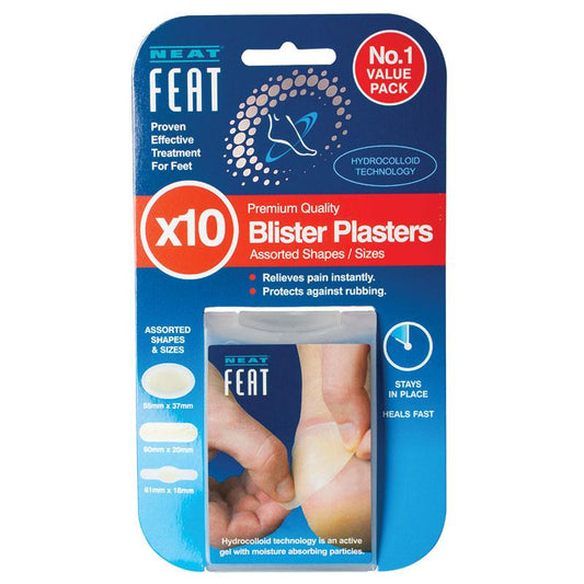 Neat Feat Blister Plasters 10-Pack, Waterproof Adhesive Bandages