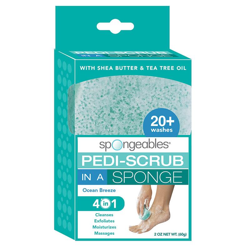 Spongeables Ocean Breeze PediScrub, Shea Butter & Tea Tree - 60g, 20+ Washes