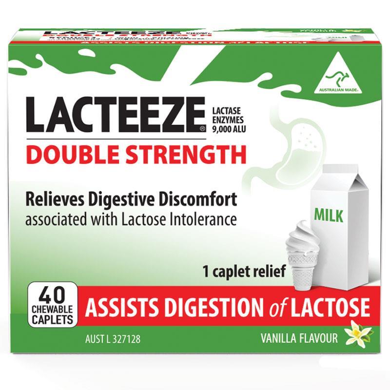 Lacteeze Double Strength - 40 Chewable Caplets-Auzzi Store