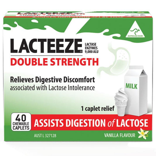 Lacteeze Double Strength - 40 Chewable Caplets-Auzzi Store