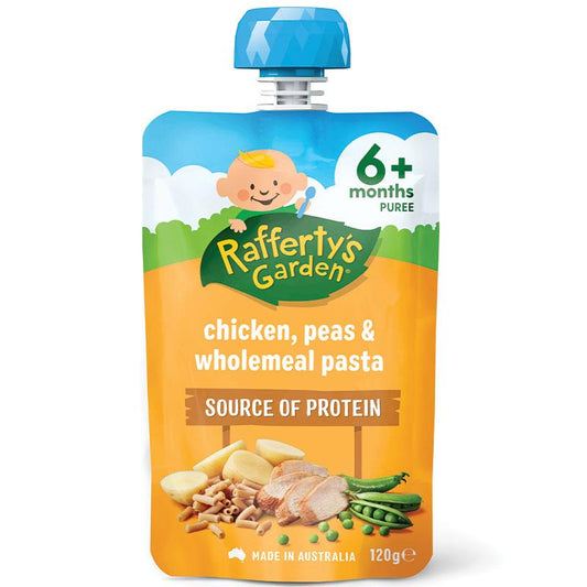 Raffertys Garden 6+ Months Chicken, Peas & Wholemeal Pasta Puree 120g - Auzzi Store