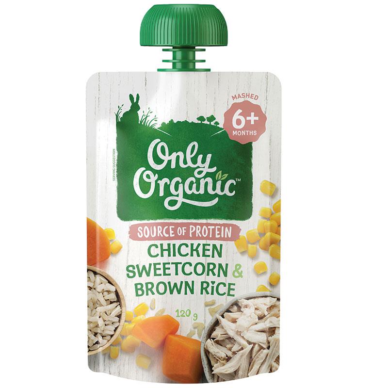 Only Organic Chicken Sweetcorn Brown Rice 120g - Nutritious Meal Option-Auzzi Store