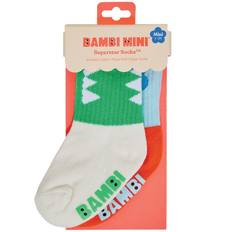 Bambi Mini Co. Superstar Socks - Boys Green Teeth Design (1-2 Years)
