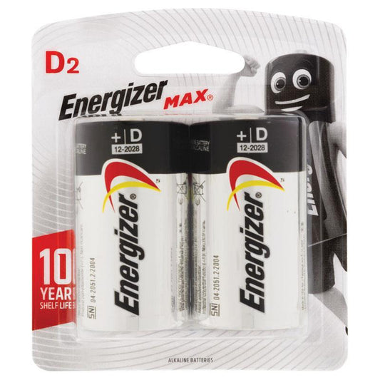 Energizer Max D Batteries - 2 Pack for High-Demand Devices-Auzzi Store