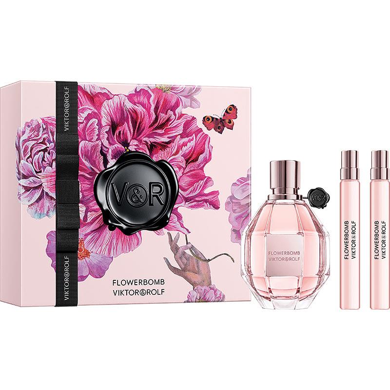 Viktor & Rolf Flowerbomb Eau de Parfum 100ml & 2 Travel Sprays (10ml Each) - 3 Piece Set-Auzzi Store