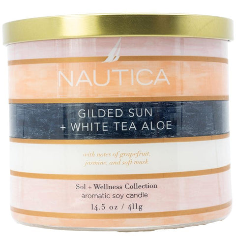 Nautica Home Gilded Sun & White Tea Aloe Candle 411g - Bright and Refreshing - Auzzistore