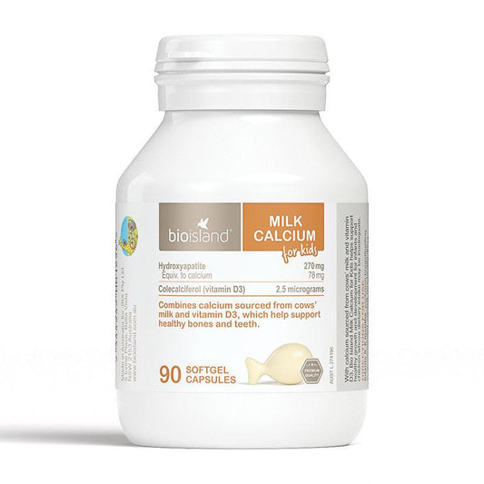 Bio Island Milk Calcium for Kids - 90 Capsules with Vitamin D3